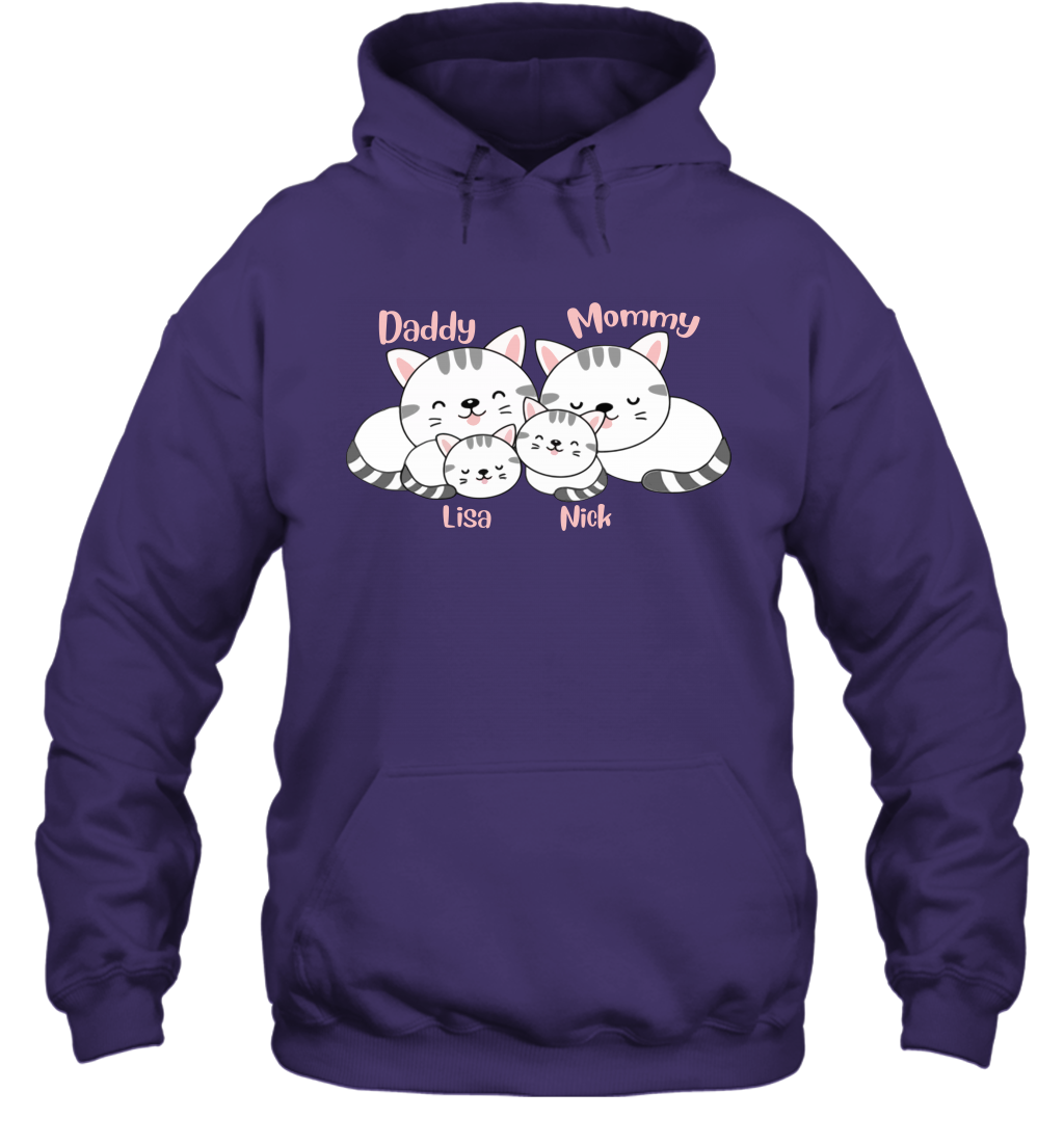 Cats and family name member ( Customized Name ) Hoodie Hoodie Purple