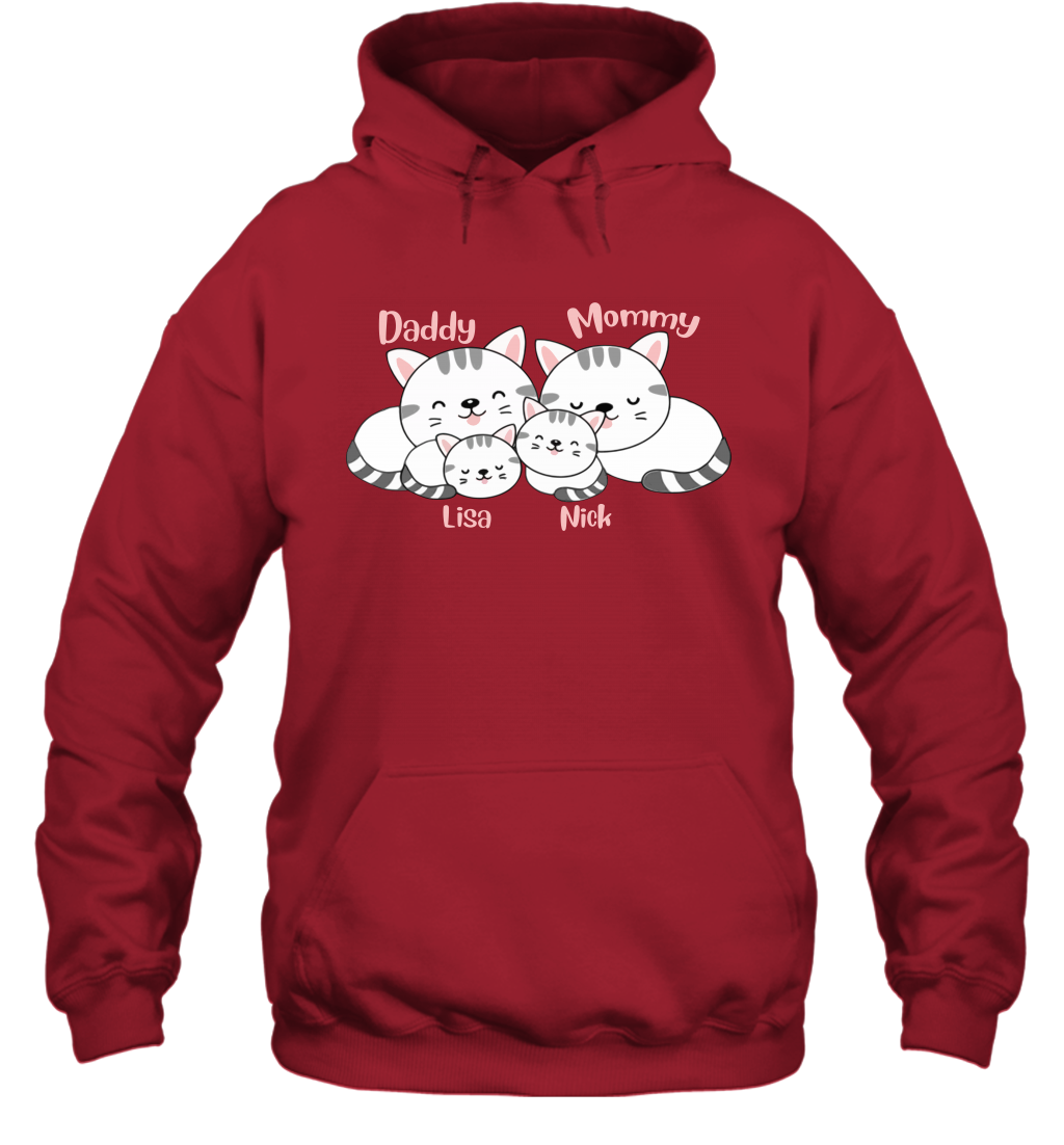 Cats and family name member ( Customized Name ) Hoodie Hoodie Red