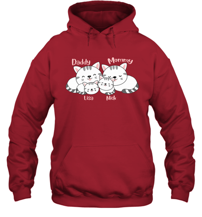 Cats and family name member ( Customized Name ) Hoodie Hoodie Red