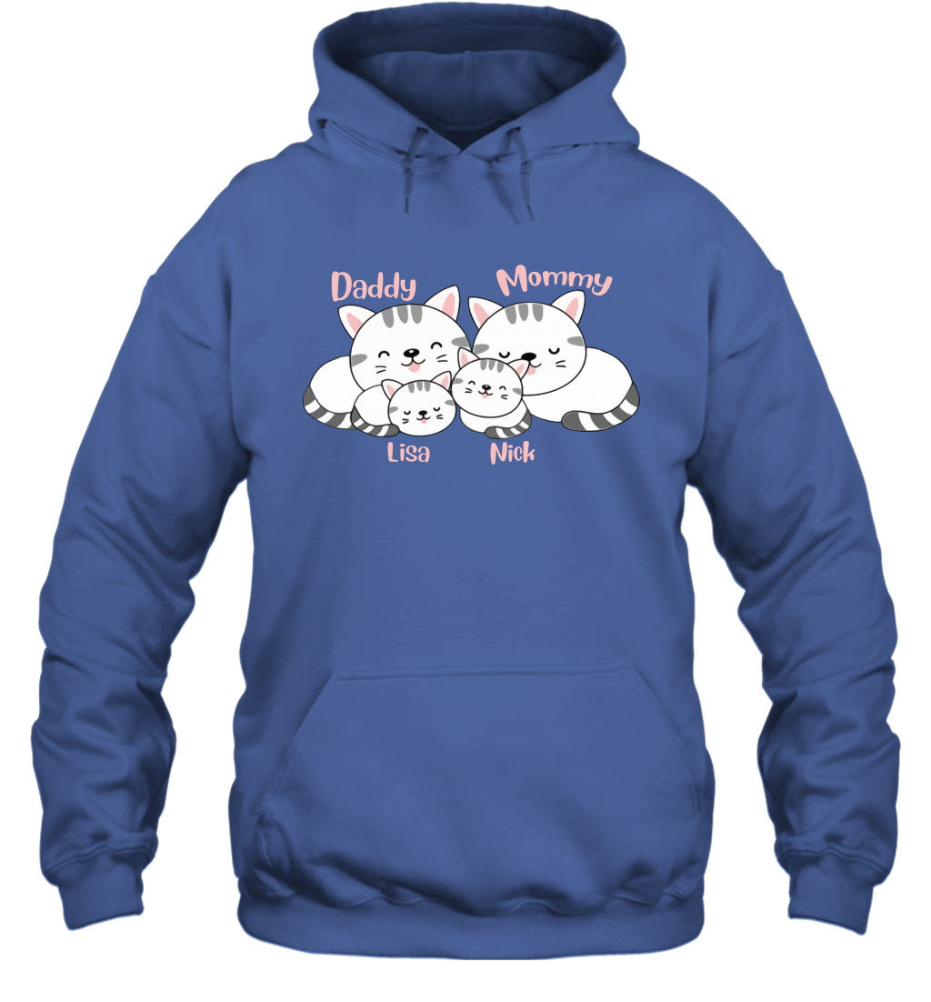 Cats and family name member ( Customized Name ) Hoodie Hoodie Royal