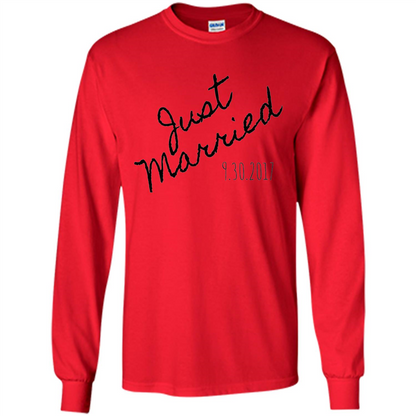Just Married Honeymoon September 30 2017 Wedding T-Shirt Red