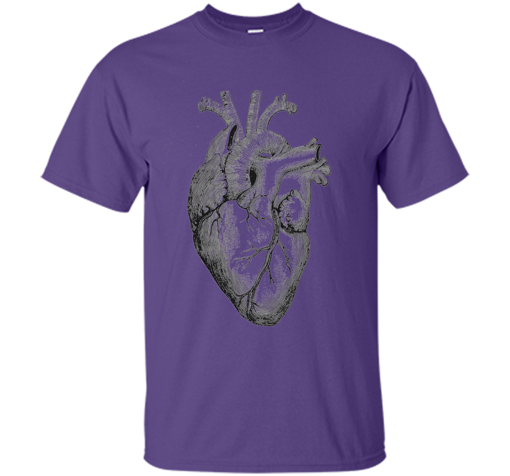 Real Anatomical Human Heart T-shirt Purple