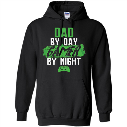Fathers Day T-shirt Dad By Day Gamer By Night Video Game Black