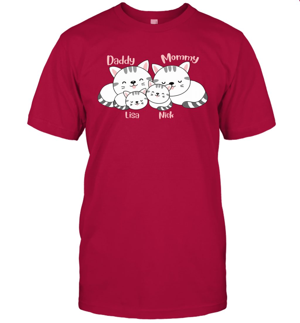 Cats and family name member ( Customized Name ) T-Shirt T-Shirt Cardinal