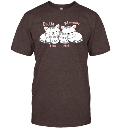 Cats and family name member ( Customized Name ) T-Shirt T-Shirt Dark Chocolate