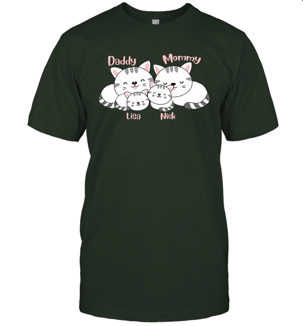 Cats and family name member ( Customized Name ) T-Shirt T-Shirt Forest Green