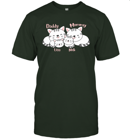 Cats and family name member ( Customized Name ) T-Shirt T-Shirt Forest Green