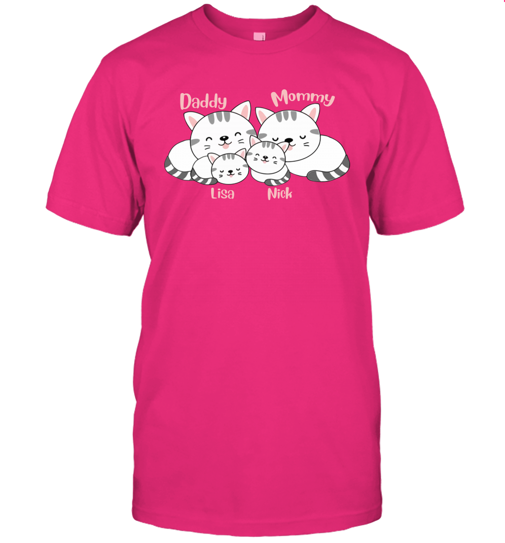Cats and family name member ( Customized Name ) T-Shirt T-Shirt Heliconia