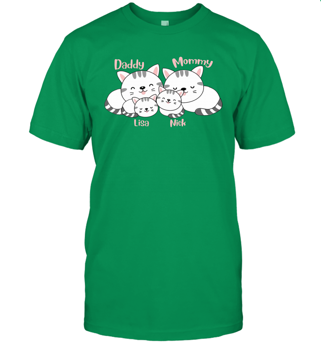 Cats and family name member ( Customized Name ) T-Shirt T-Shirt Irish Green