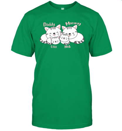 Cats and family name member ( Customized Name ) T-Shirt T-Shirt Irish Green