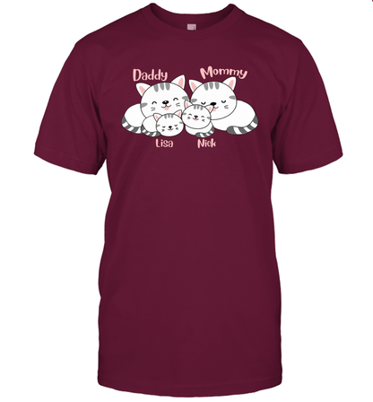 Cats and family name member ( Customized Name ) T-Shirt T-Shirt Maroon