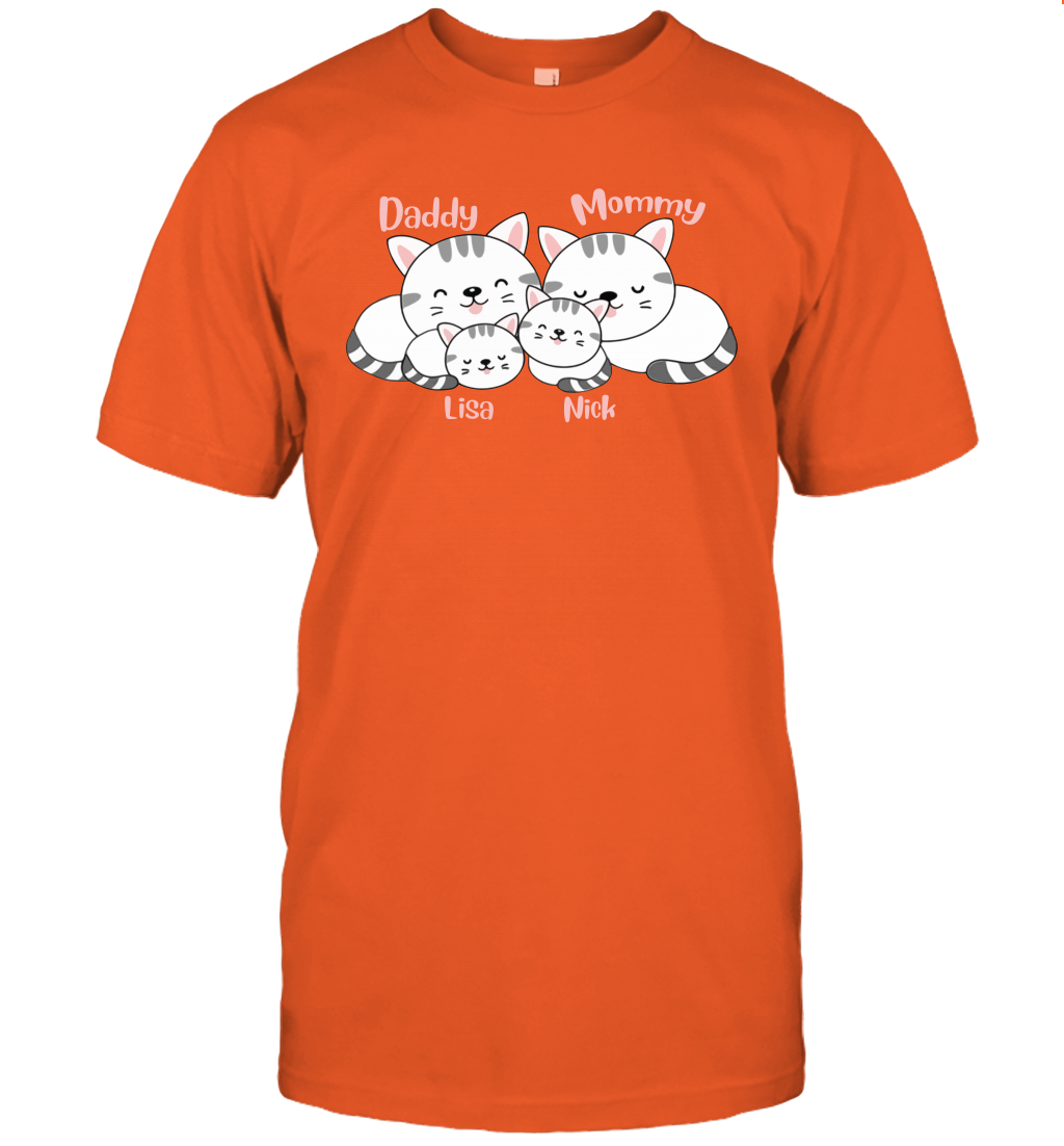 Cats and family name member ( Customized Name ) T-Shirt T-Shirt Orange