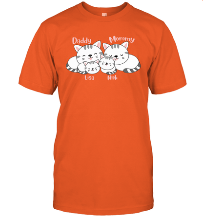 Cats and family name member ( Customized Name ) T-Shirt T-Shirt Orange