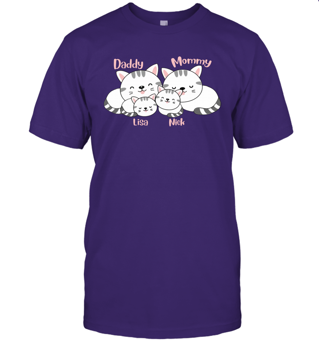 Cats and family name member ( Customized Name ) T-Shirt T-Shirt Purple