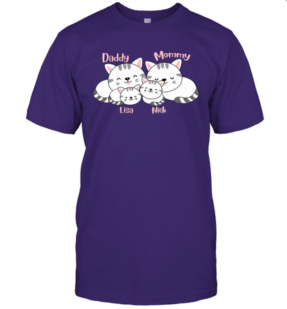 Cats and family name member ( Customized Name ) T-Shirt T-Shirt Purple