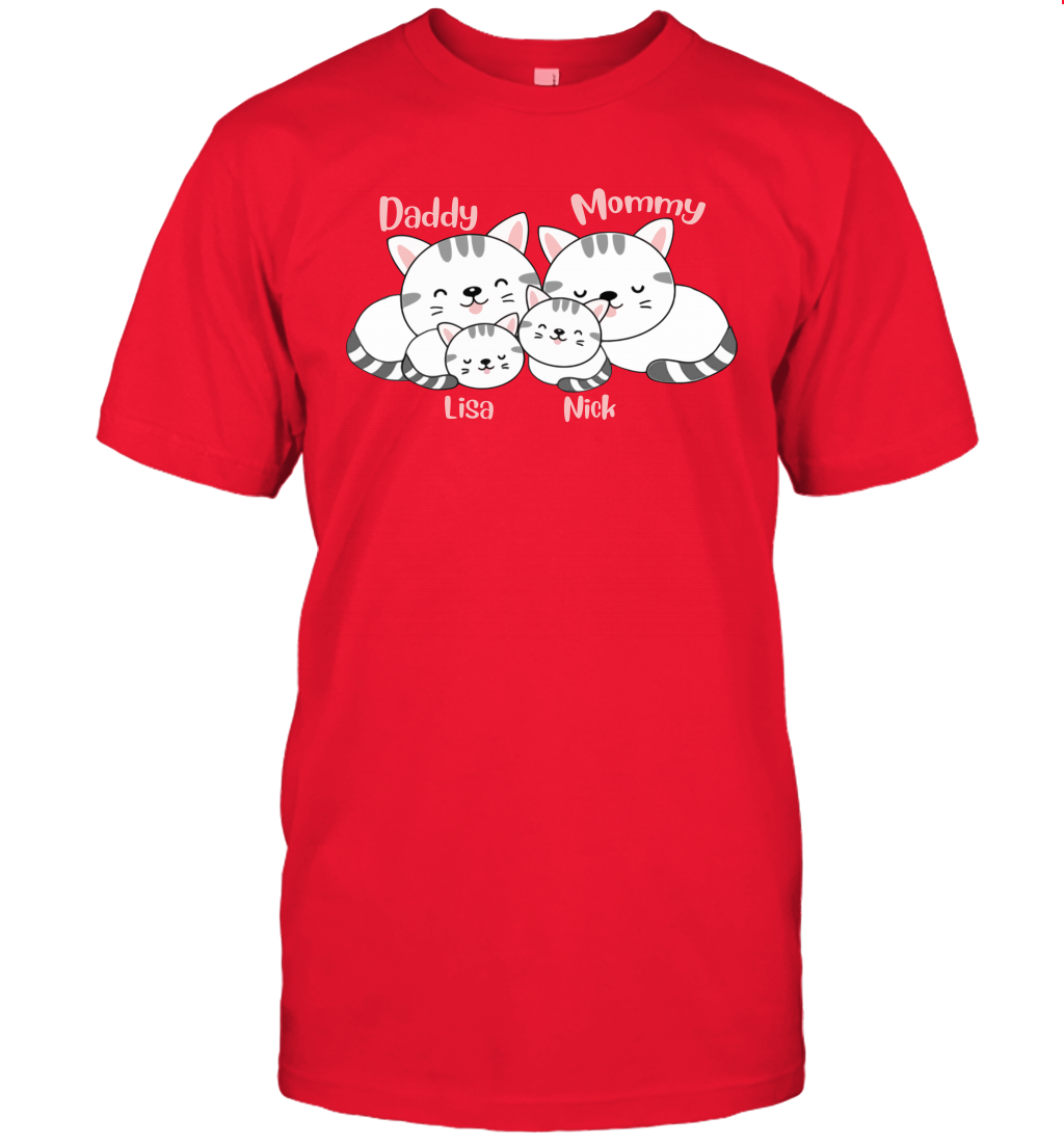Cats and family name member ( Customized Name ) T-Shirt T-Shirt Red