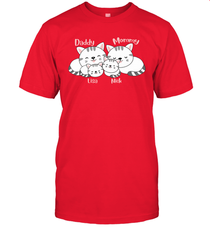 Cats and family name member ( Customized Name ) T-Shirt T-Shirt Red