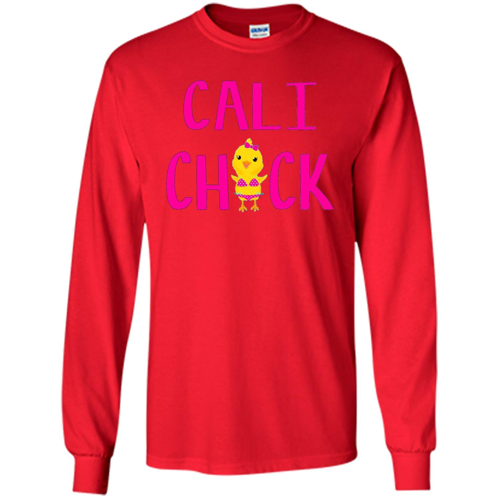 Cali Chick Cute Bikini Yellow Bird Funny T-shirt Red