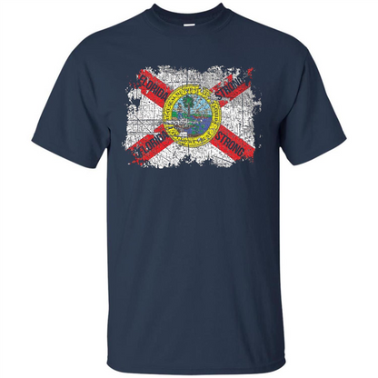 Florida Strong T-shirt Florida Distressed Flag T-Shirt Navy