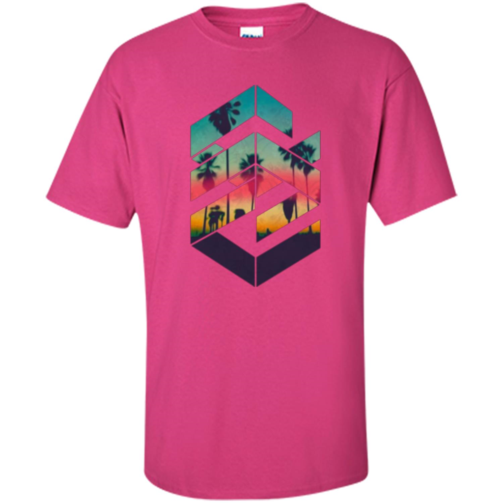 Summer T-shirt Geometric Sunset Beach Heliconia