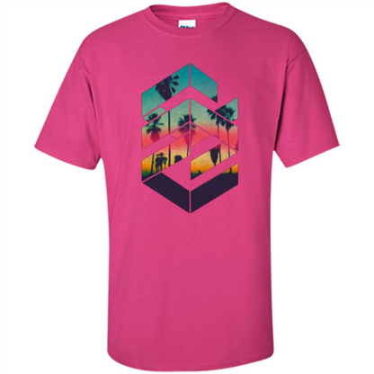Summer T-shirt Geometric Sunset Beach Heliconia
