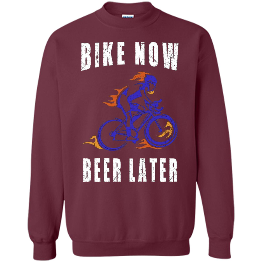 Bike Now Beer Later T-shirt Maroon