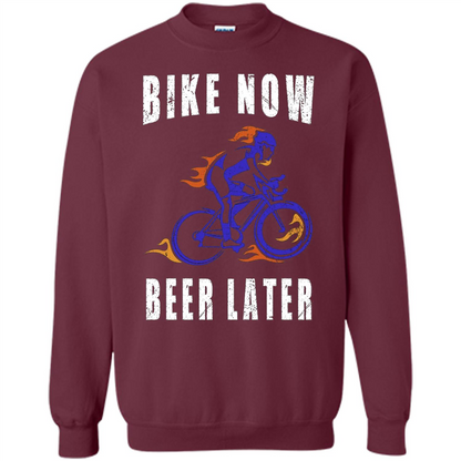 Bike Now Beer Later T-shirt Maroon