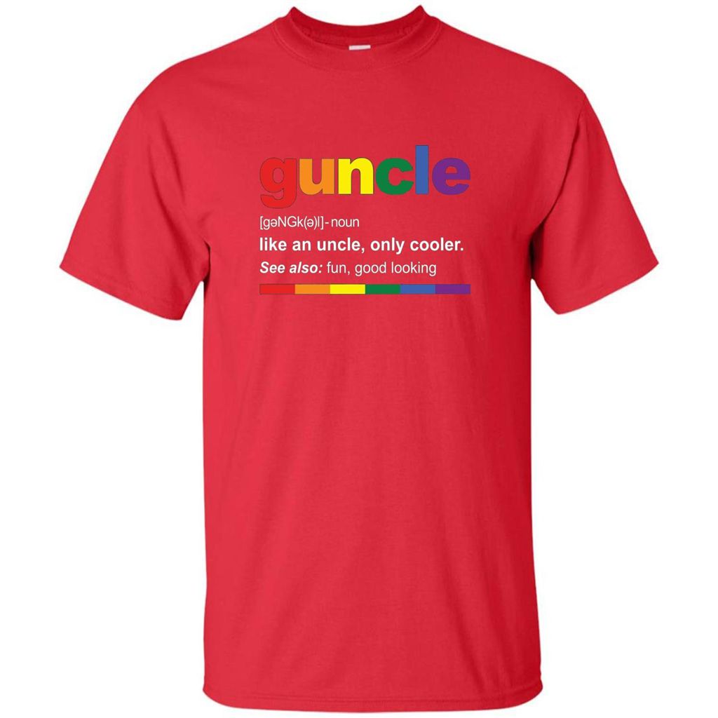 Mens Rainbow Guncle Definition T-Shirt Funny Gift For Gay Uncle Red