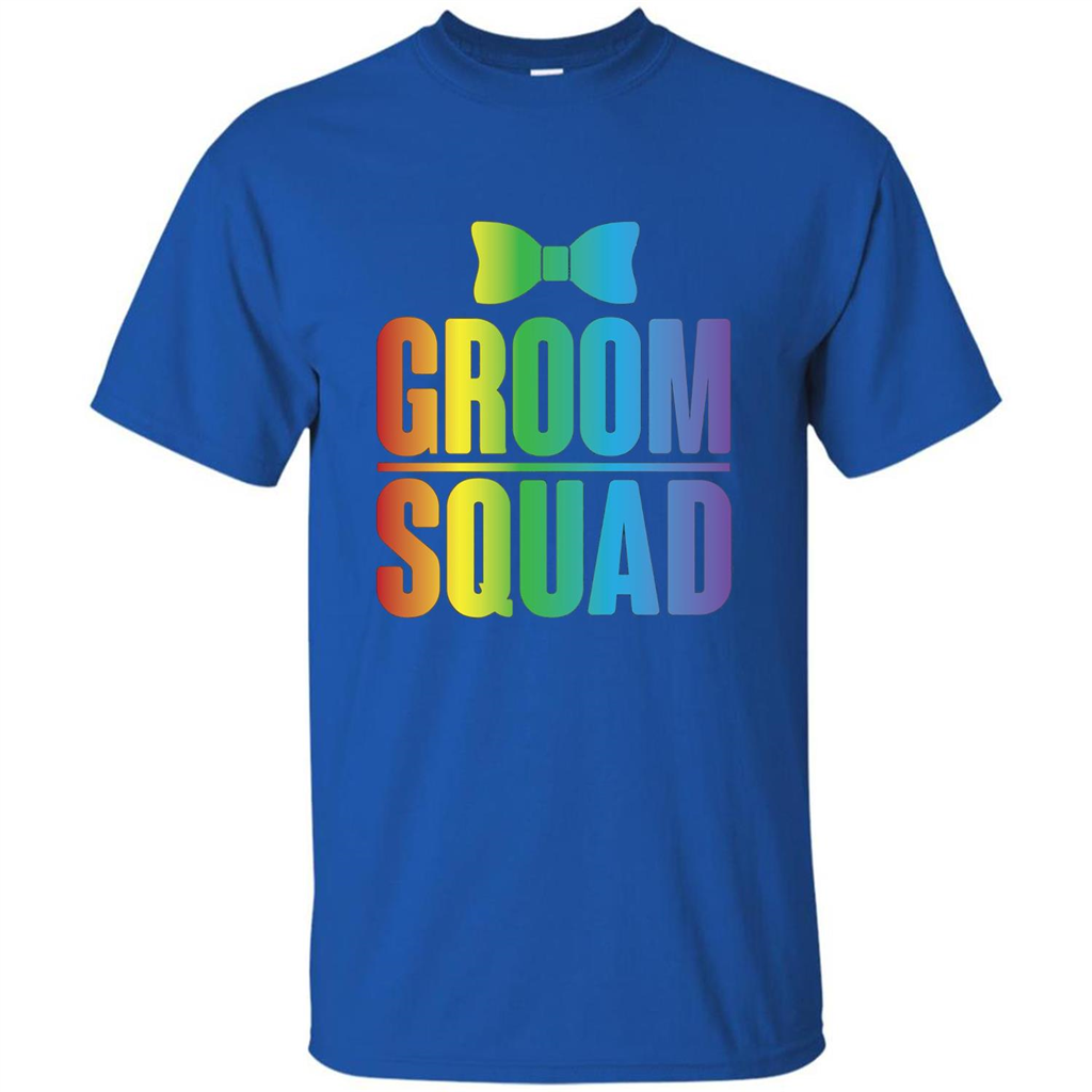 Groom Squad Bachelor Party Rainbow Bowtie T-Shirt Royal