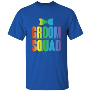 Groom Squad Bachelor Party Rainbow Bowtie T-Shirt