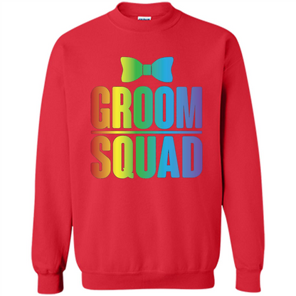 Groom Squad Bachelor Party Rainbow Bowtie T-Shirt Red