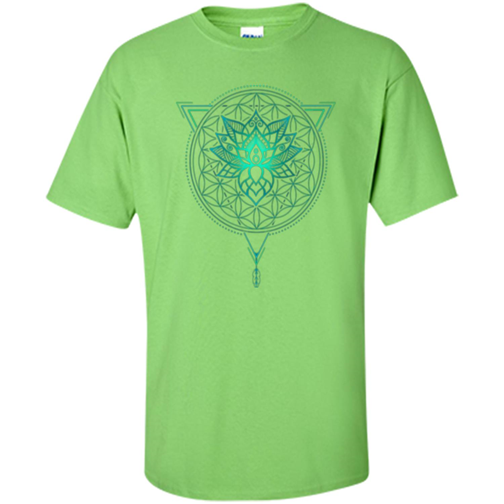Lotus Flower Of Life T-shirt Mandala in Geometric Triangle Lime