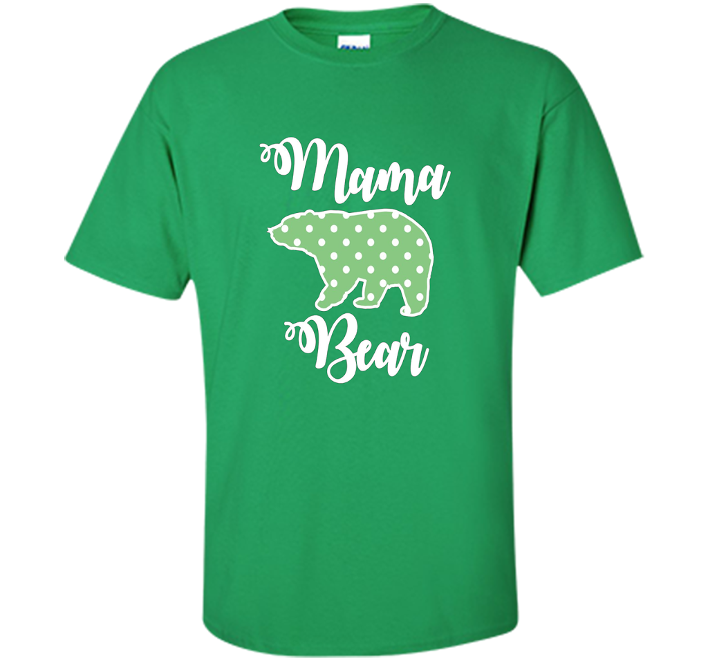 Women's Mama Bear T-Shirt | Mama Bear Polka Dot Shirt shirt Irish Green