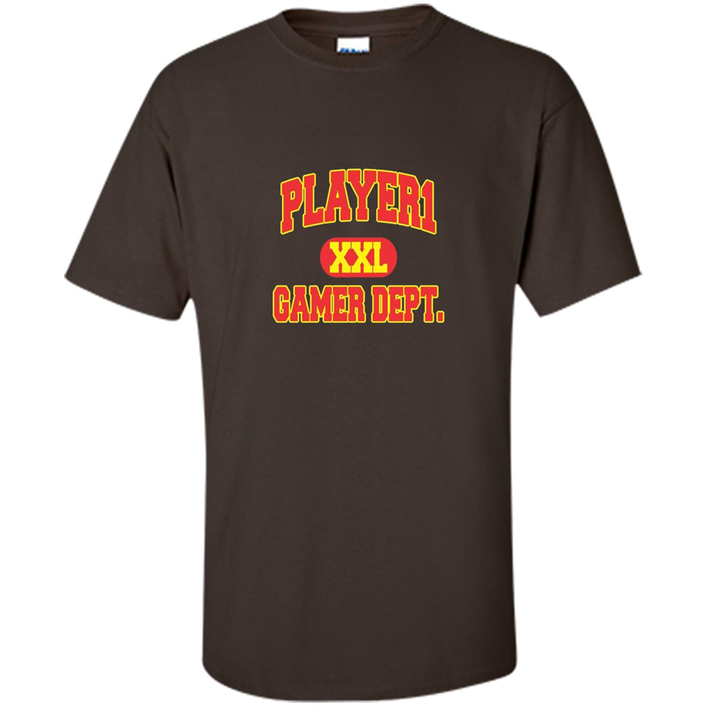 Gamer T-shirt Player 1 XXL Gamer Department Dark Chocolate