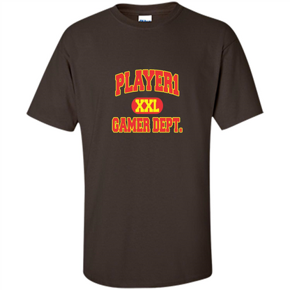 Gamer T-shirt Player 1 XXL Gamer Department Dark Chocolate