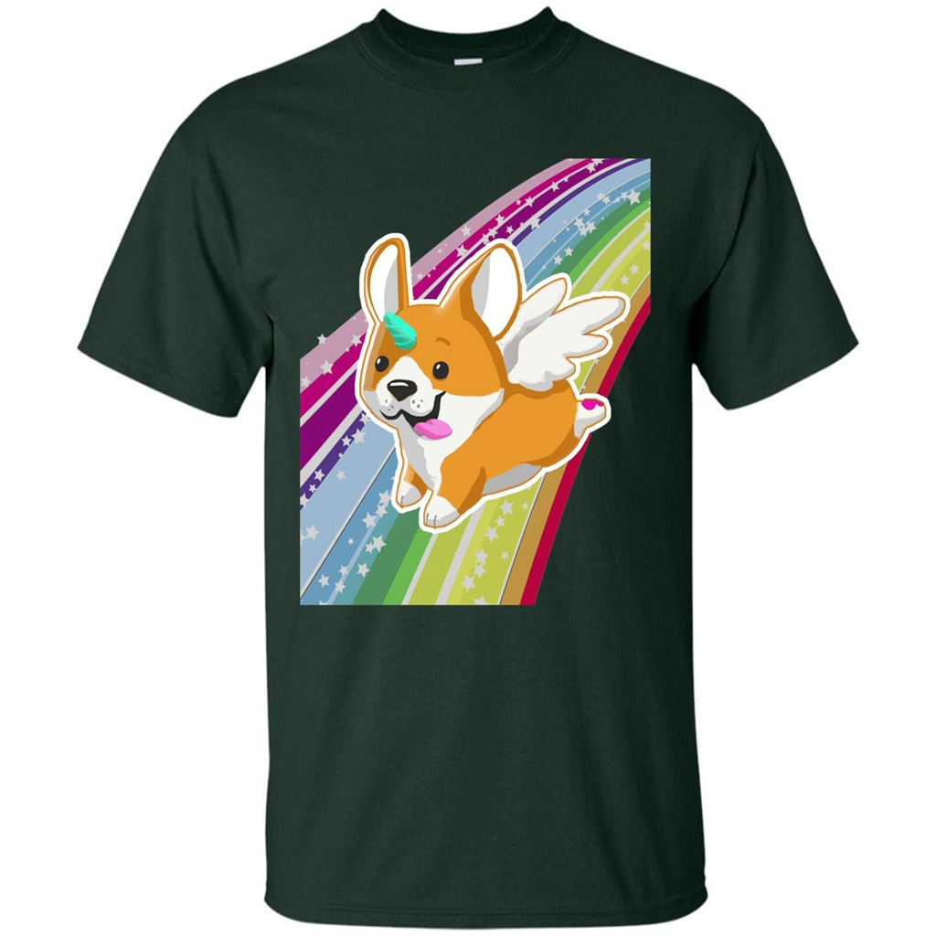 Rainbow Unicorg Corgi Lover T-shirt Forest Green