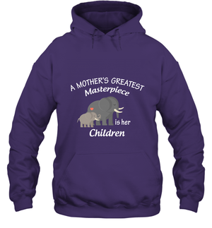 A Mothers Greatest Masterpiece Is Her Children Elephants Family ShirtUnisex Heavyweight Pullover Hoodie