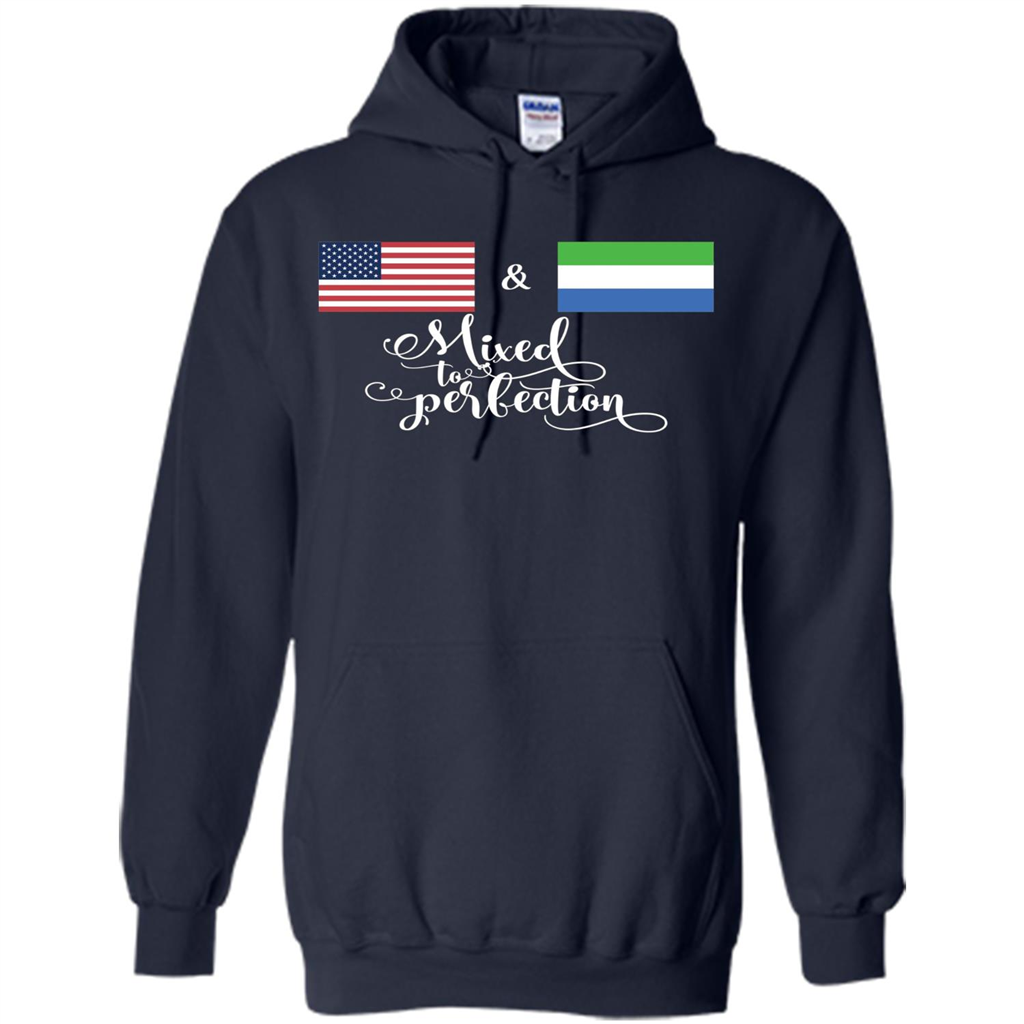 American + Sierra Leone Mixed To Perfection Flag T-Shirt Navy