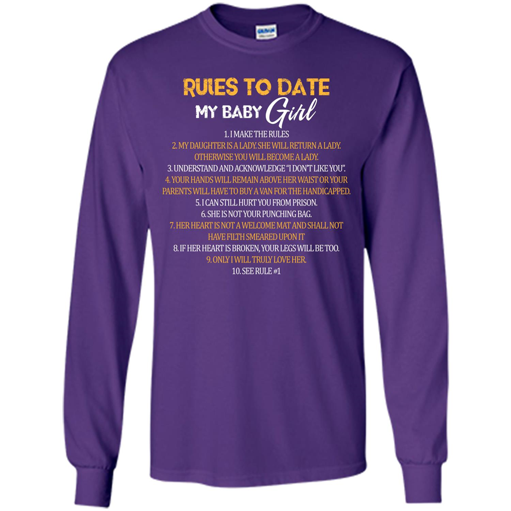 Fathers Day T-shirt Rules To Date My Baby Girl Purple
