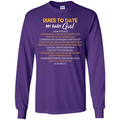 Fathers Day T-shirt Rules To Date My Baby Girl Purple