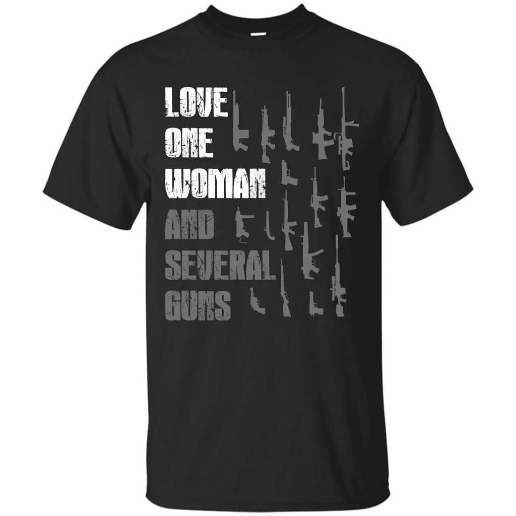 Gun T-shirt Love One Woman And Several Guns T-shirt Black