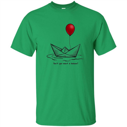 Red Balloon Horror Halloween T-shirt Irish Green