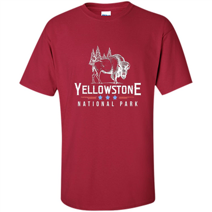 Yellowstone National Park Wyoming Buffalo T-shirt Cardinal
