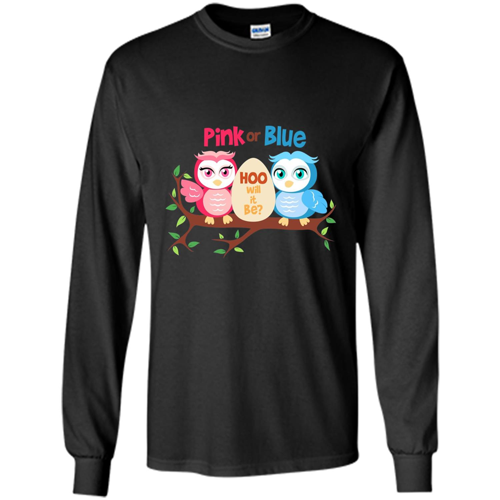 Pregnancy T-shirt Owl Pink Or Blue Hoo Will It Be Black