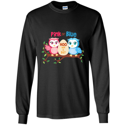 Pregnancy T-shirt Owl Pink Or Blue Hoo Will It Be Black