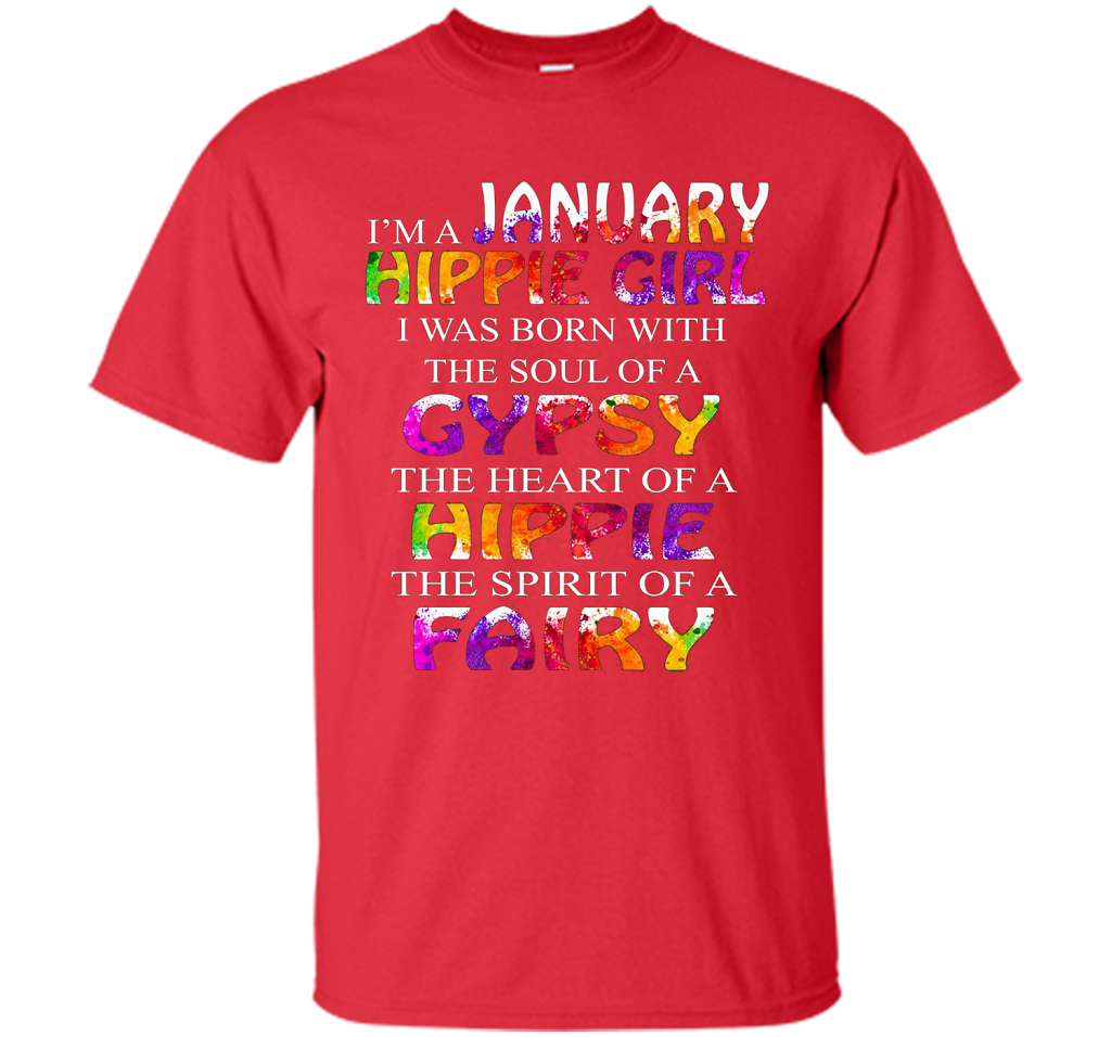 I'm A January Hippie Girl T-shirt Red