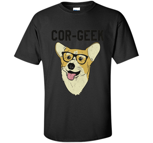 Cor-Geek T-shirt Corgi Nerd T-shirt Black