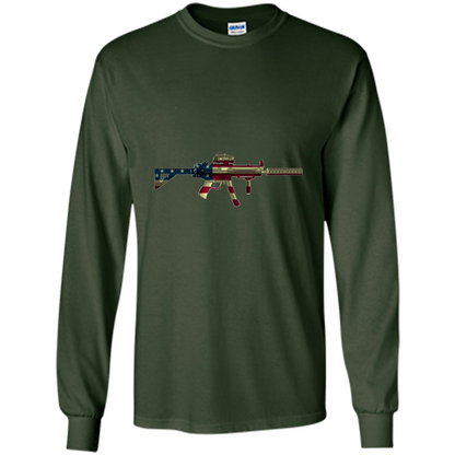 Assault Rifle Gun Flag Red White And Blue Gun T-shirt Forest Green
