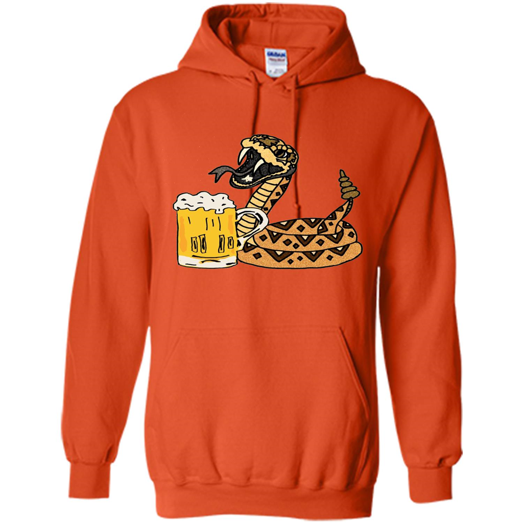 Smiletodaytees Funny Rattlesnake Drinking Beer T-shirt Orange