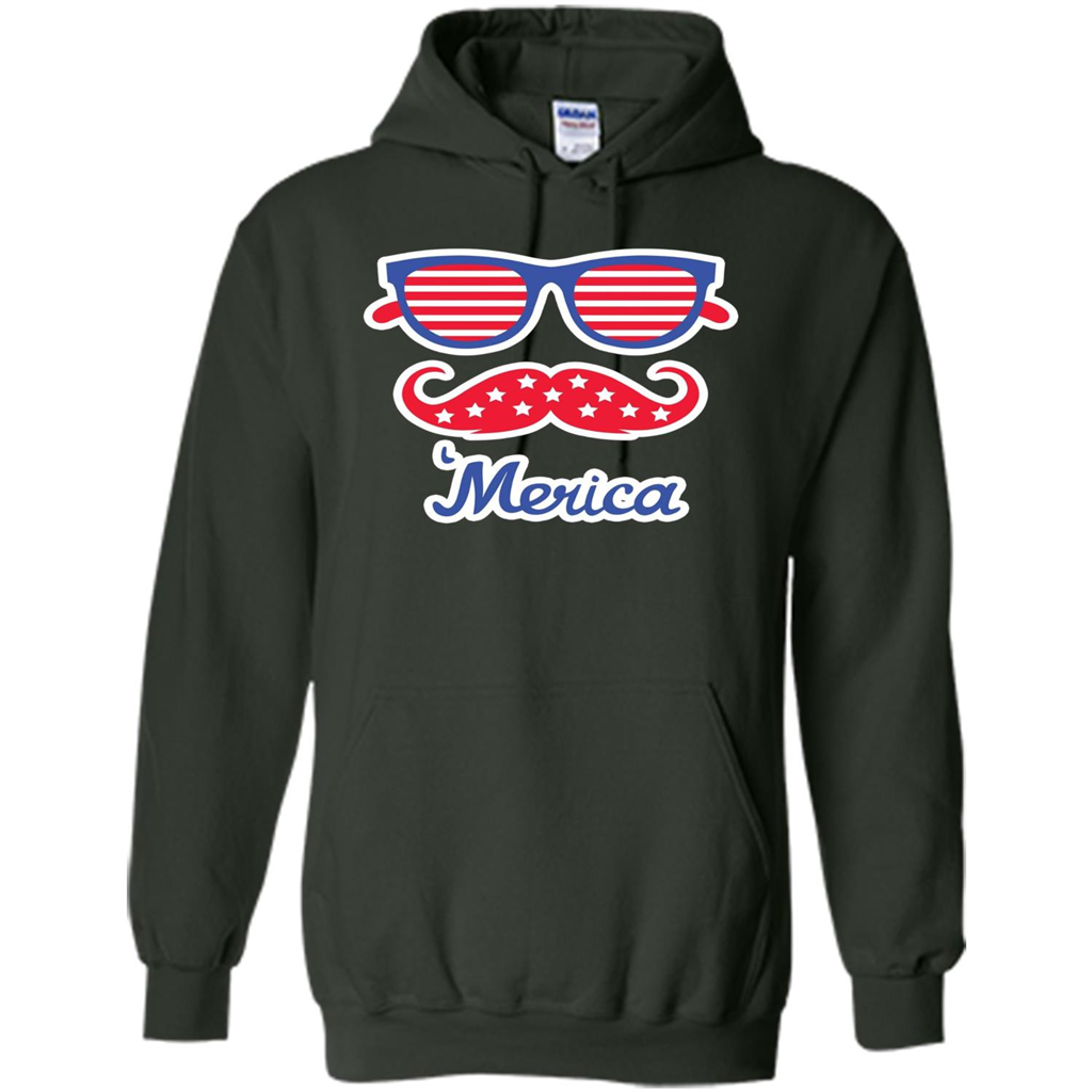 Merica Sunglasses Shirt Stars Stripes July 4th T-shirt Forest Green